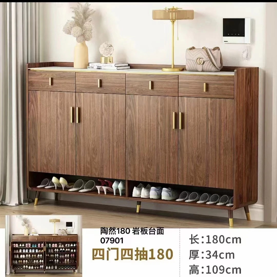Customized Wood Modern Luxury Entryway Wooden Shoe Cabinet Storage Furniture
