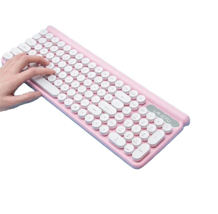 Wireless Keyboard and Mouse Set,Ergonomic 2.4G Cordless Keyboard & Mouse Combo with USB Receiver For Gamer Pink Girl