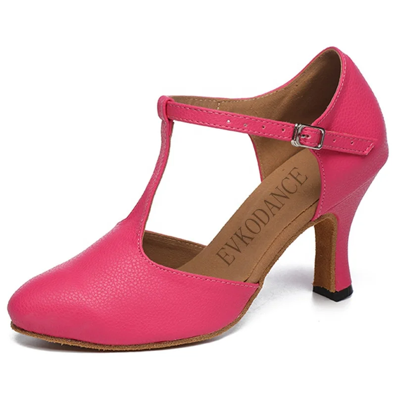 New Arrival Fashion 7.0cm Heel Pink Rose Vegan Lady Professional Latin Ballroom Salsa Soft Women Dancing Shoes