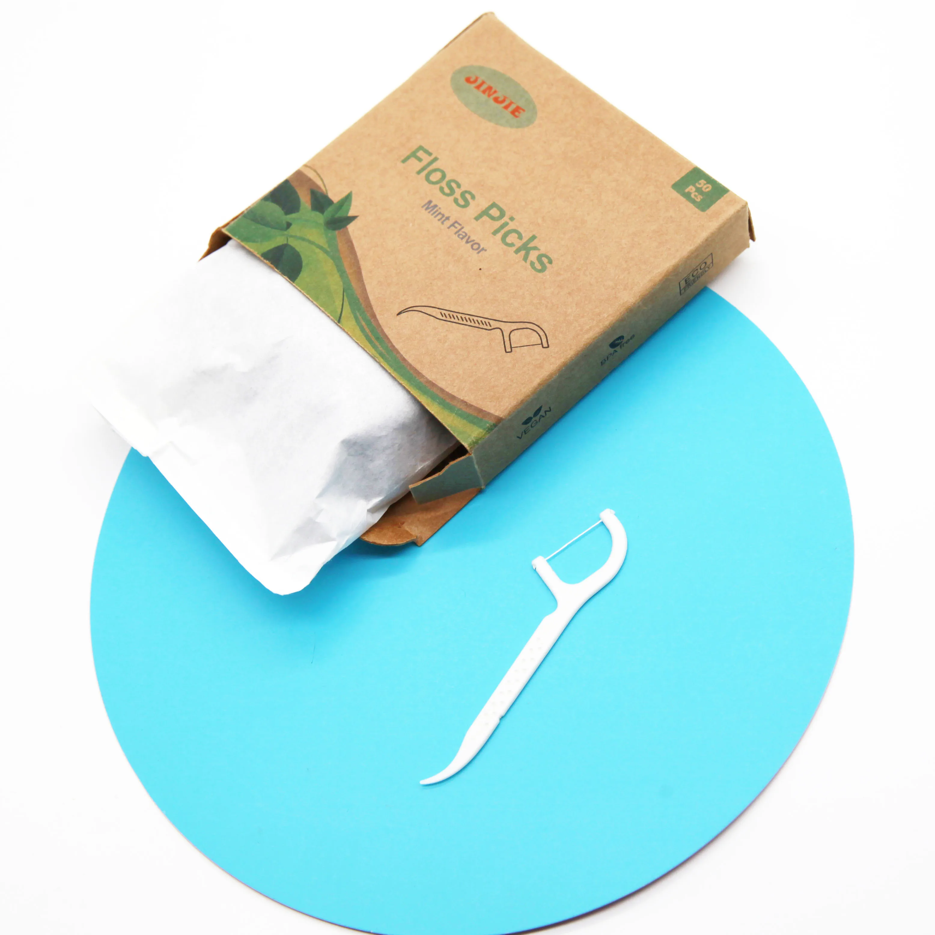 Teeth Cleaning Dental Floss Stick Disposable Oral Care Dental Floss with Custom Logo 50-Pack White