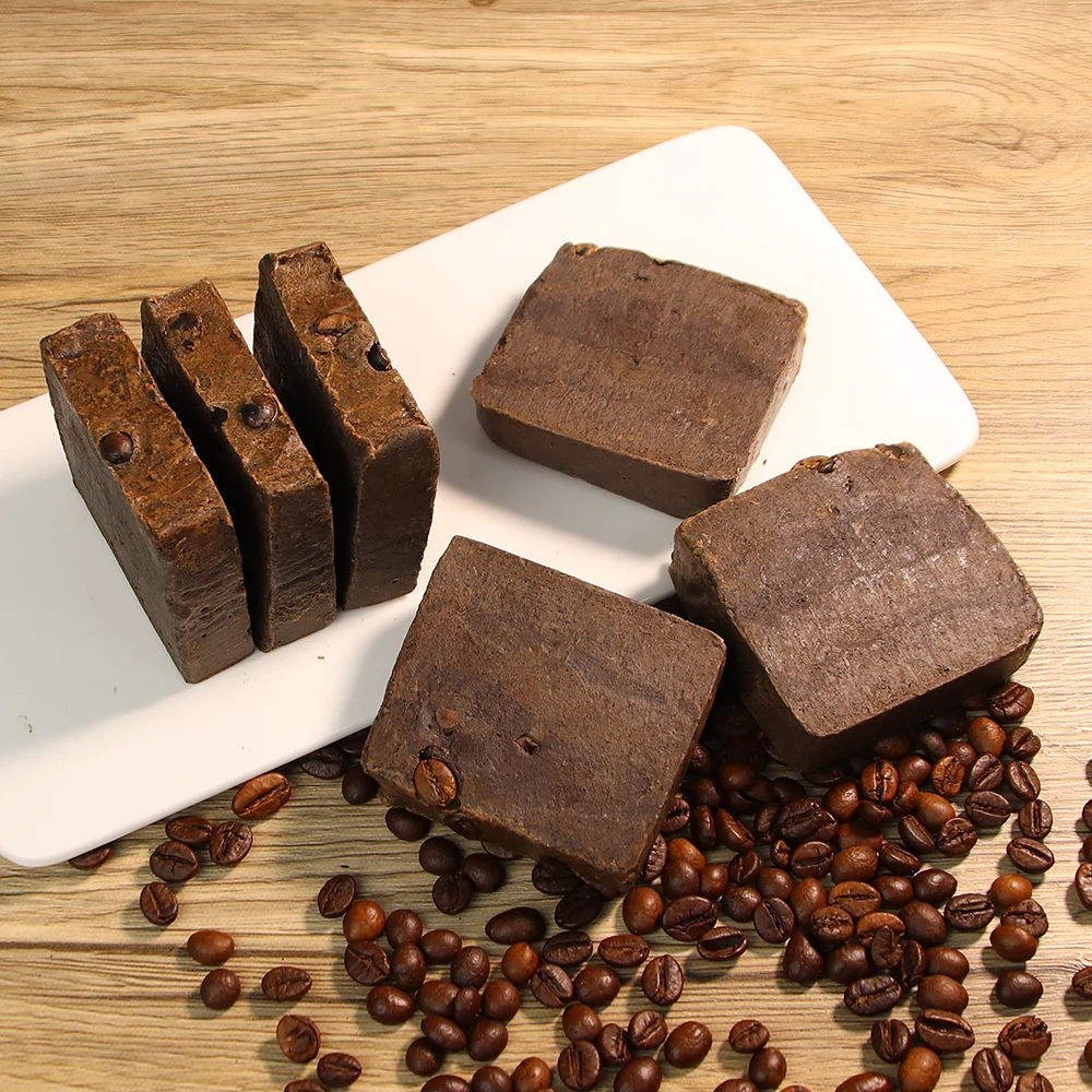 Wholesale Custom Logo Natural Cocoa face bar soap coffee Bean Black Soap Exfoliating Handmade Soap