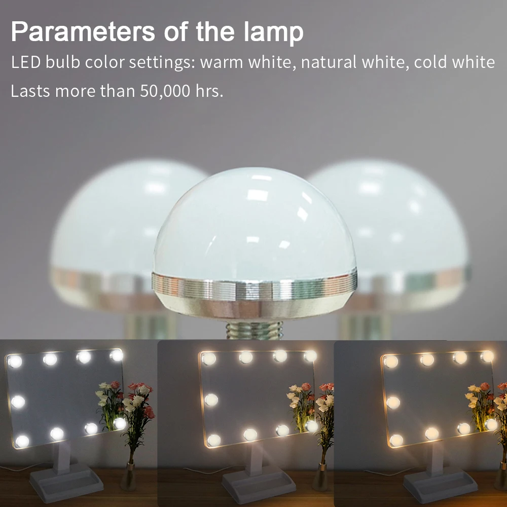 LM01 Touch Screen Large LED Vanity Makeup Mirror Cosmetic Vanity Light Up Make Up Table Mirror 9 LED Bulbs Hollywood Mirror