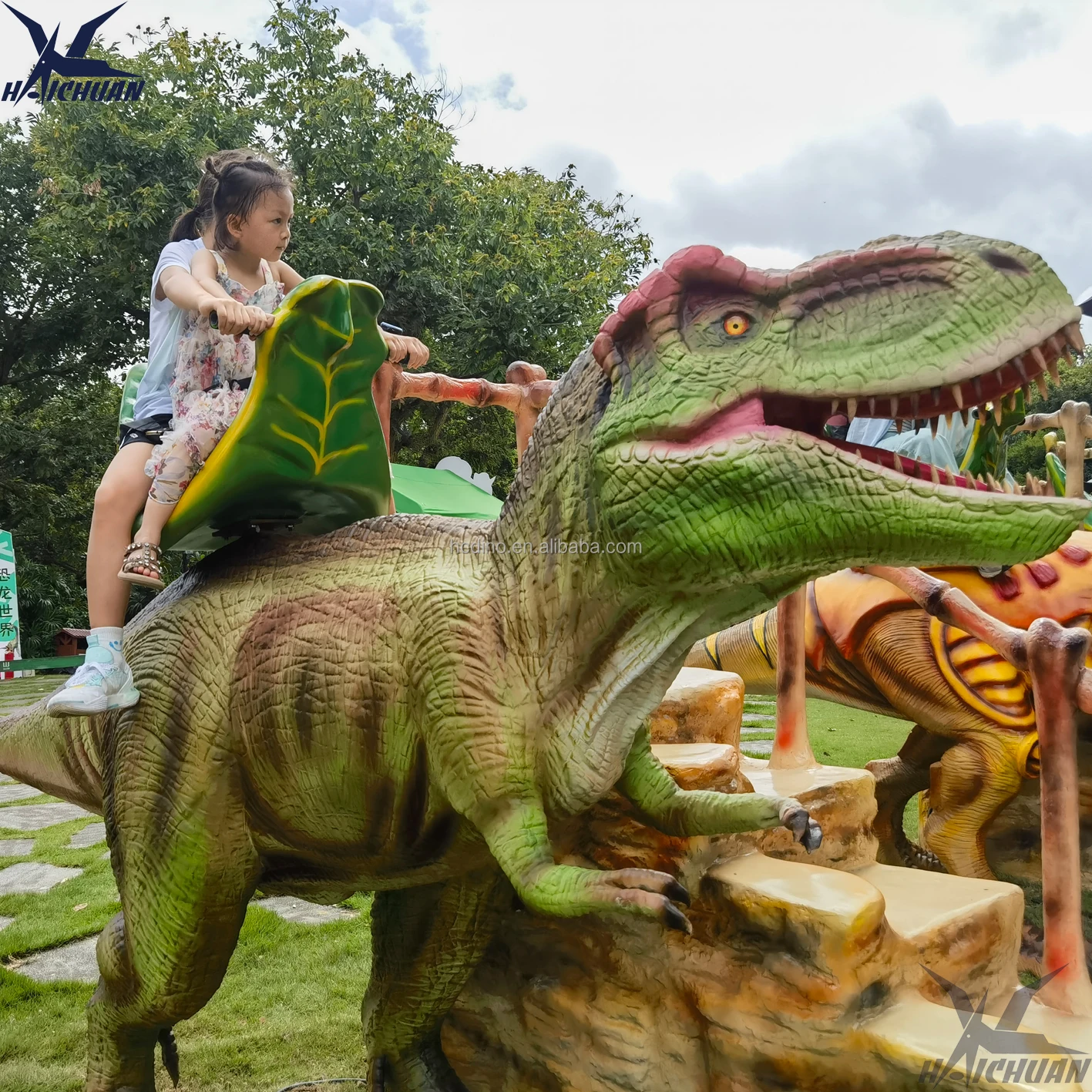 Amusement Park Rides Children Dino Ride Electric T Rex Kids Ride Dinosaur on Animatronic Dinosaur Game for Riding