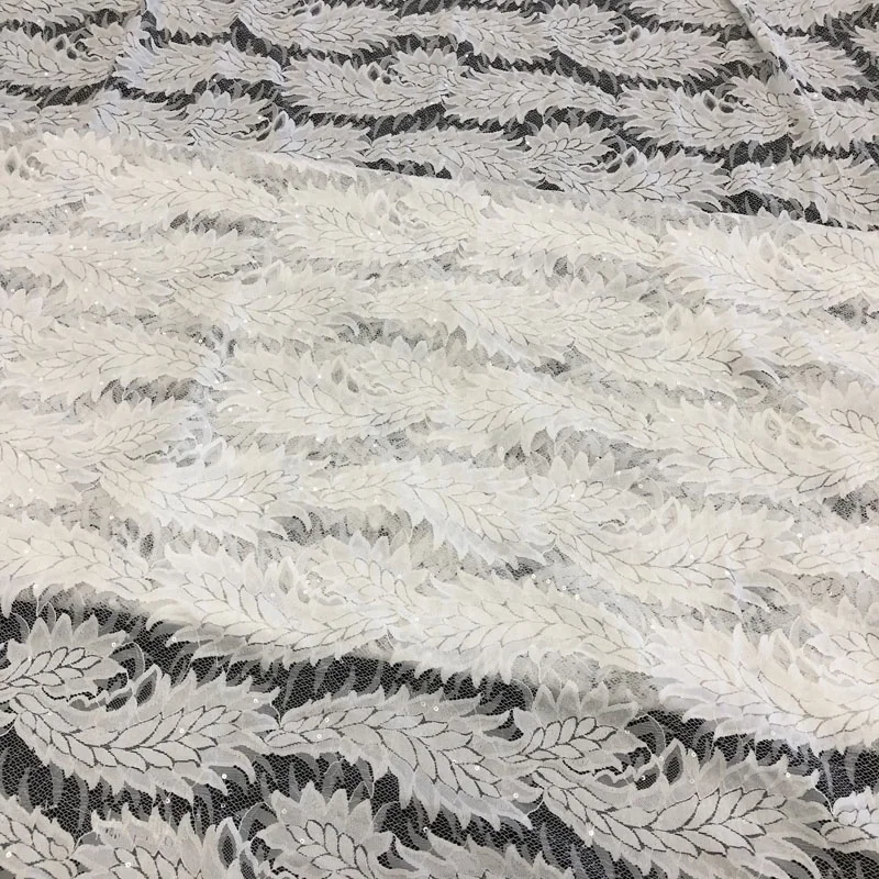 2019 Luxury Swiss Sequin Lace Fabric White Bridal Tulle Lace Fabric for dress