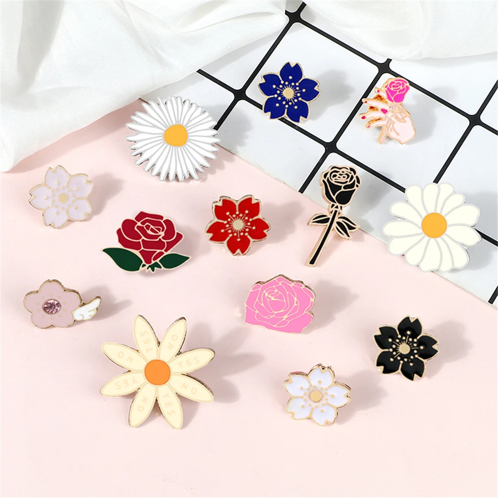 Customize Brooch Badge Girls Women Beautiful Rose Enamel Lapel Pins