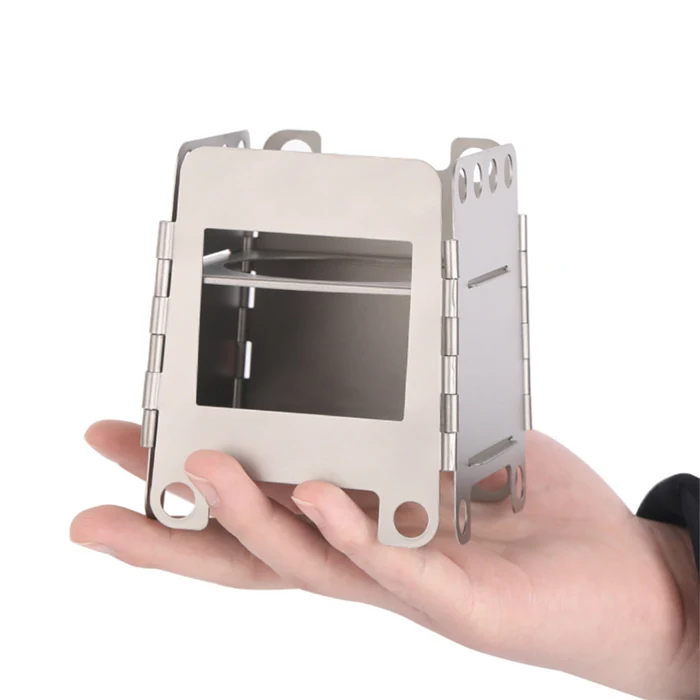 Small Cooker Pure Titanium Outdoor Wood Stove Charcoal Stove Portable Removable Folding Titanium Camping Stove