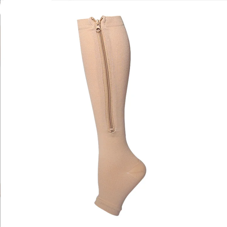 2022 New Zip Up Socks Open Toe Leg Support Unisex Knee Compression Socks Toeless Yoga Socks