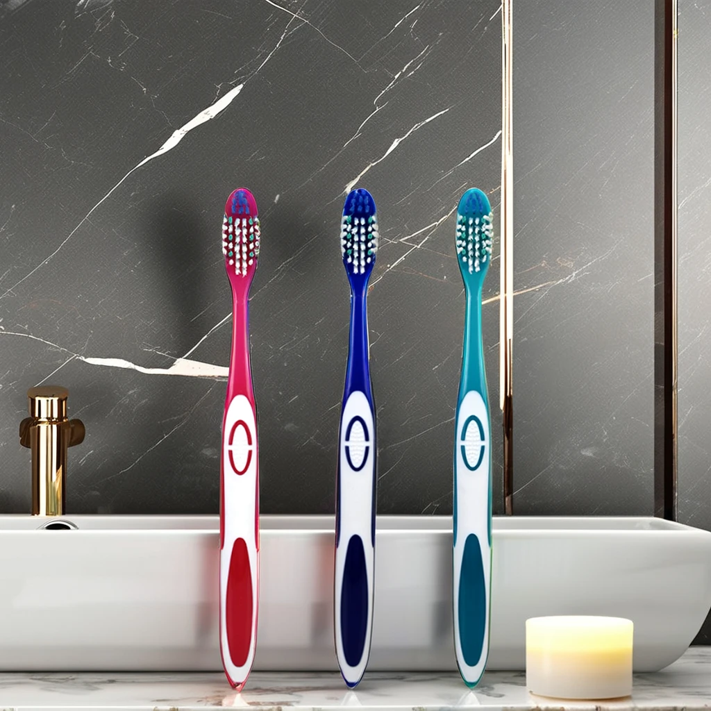 Toothbrushes with Medium Nylon Bristles and Rubber Covers Dual-Functioned Toothbrush and Tongue Cleaner for Export toothbrush