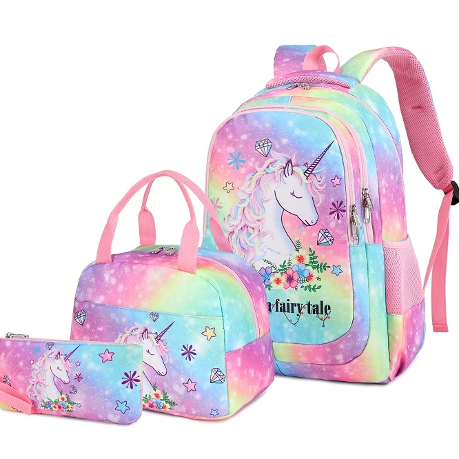 
Wholesale Custom Pink Shoulder School Bags for Girl Kids Bookbags Backpack Set 