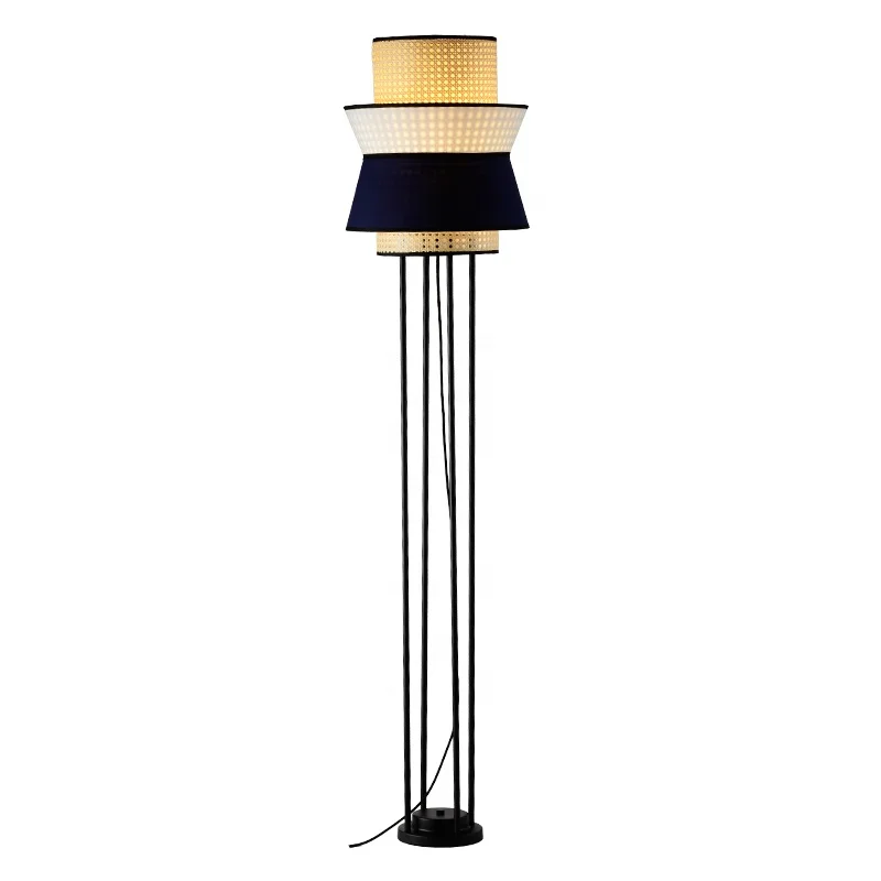Top Design Indoor Fabric Standing floor Lamp E27  Retro Metal decorative for bedroom living room hotel
