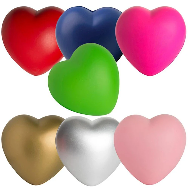 Custom Logo Printed Bulk Mini Red Heart Shaped Stress Balls
