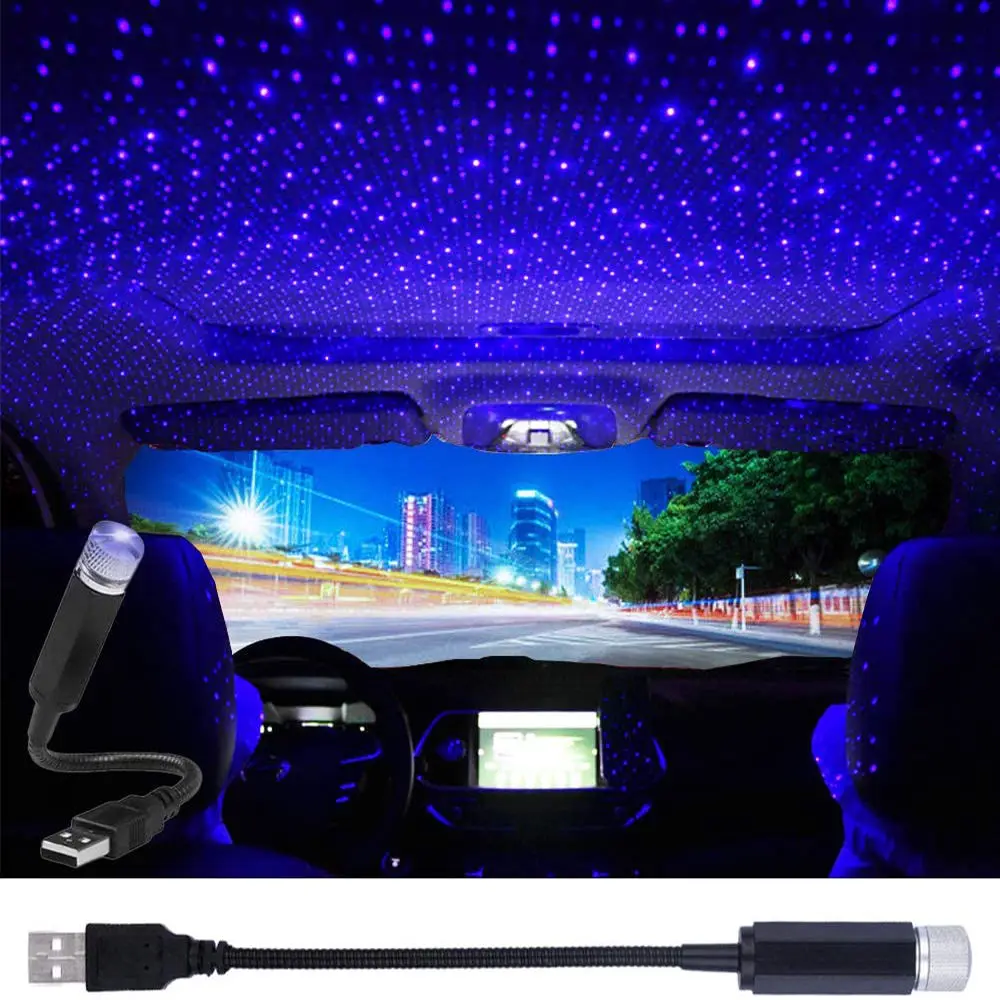 USB Star Projector Night Light Car Roof Adjustable Romantic Interior Lights Car Roof Projection Light Usb Portable Star Night