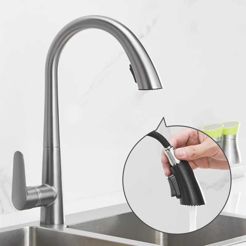 Black Brass Kitchen Faucet Deck Mounted Mixer Tap 360 Degree Rotation Kitchen Faucet