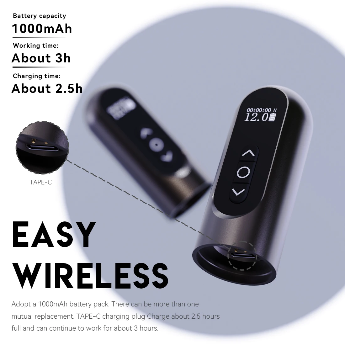 Dragonhawk High Quality 1000mAh Lithium Battery Wireless Tattoo Pen Machine Strokes 3.5 mm