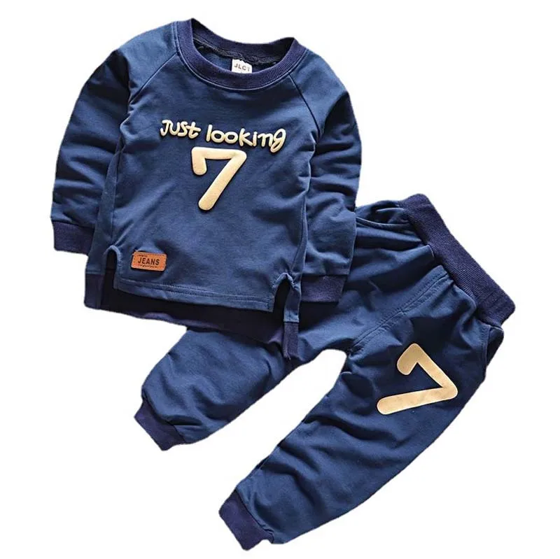 2019 Fashion Casual Autumn Number Pattern Long Sleeve 2-5 Year Baby Toddler Clothing Kids Boys Clothes