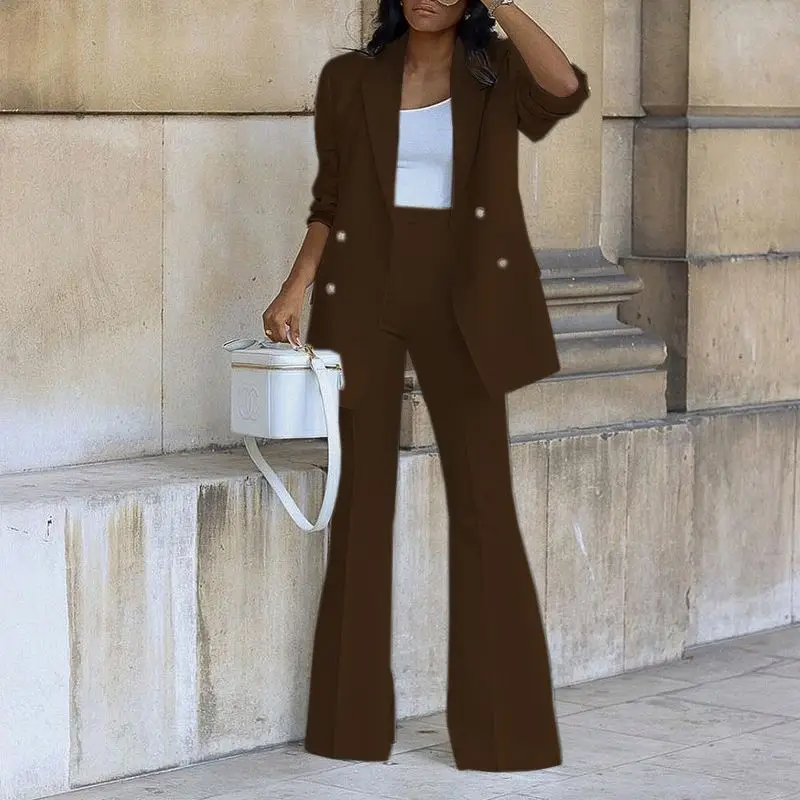 ZL1775  Hot Selling Fashionable Women Long Sleeve Solid Color Suit Blazer And Pants Set For Women Formal Suit