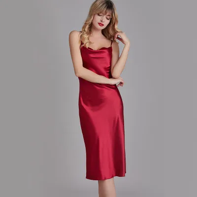 Wholesale pajamas Satin Sleepwear Women Backless slip Dress Women Lxuxry Nightgown