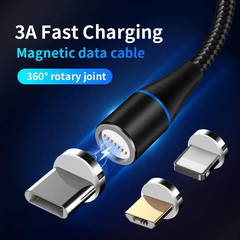 
Vothoon 3 in 1 3A Magnetic Cable USB Charger Cable For iphone Samsung Magnet Data Cable Wire 