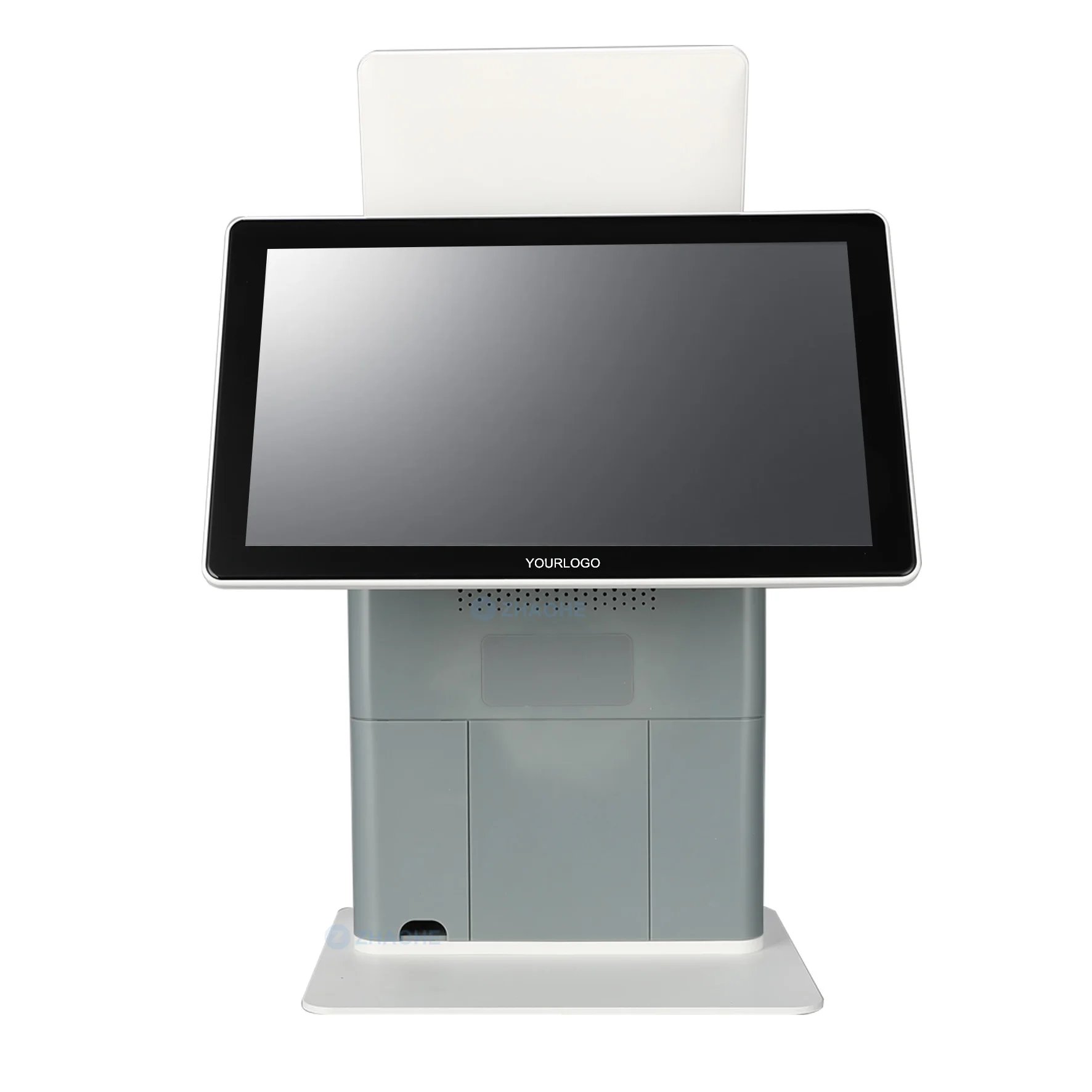 15.8inch OEM&ODM white self service kiosk dual screen portrait or landscape touch screen information kiosk with camera