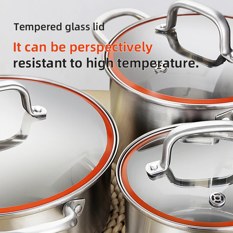 Factory direct 304 milk pot cooking soup stock pots 3pieces set kitchen  utensil composite bottom pot