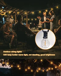 Waterproof 20 Led String Light Outdoor Fairy Lights Garland G40Bulbs Garden Patio Wedding Christmas  Light Chain