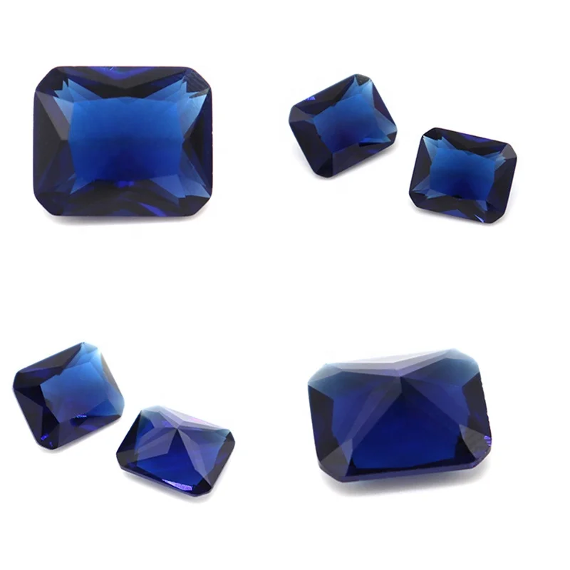 Wholesale Glass Gems Bulk Emerald Green Gemstone Octagon Blue Black Colored Glass Gem Stones