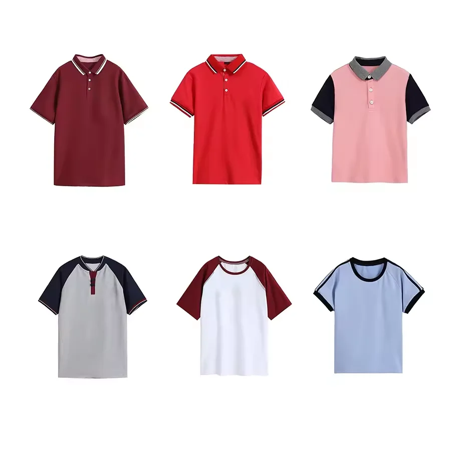 OEM Custom Factory Supply  Summer Boys Girls Blank Embroidery School Uniform Primary Shirts Short Sleeves T Shirts Polo Shirt