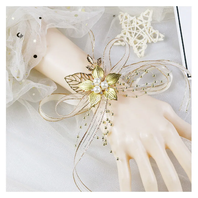 Wedding Wrist Flower Hand Corsage Party Prom Pearl Hand Flowers New Arrival Bridesmaid Wrist Flower Bridal