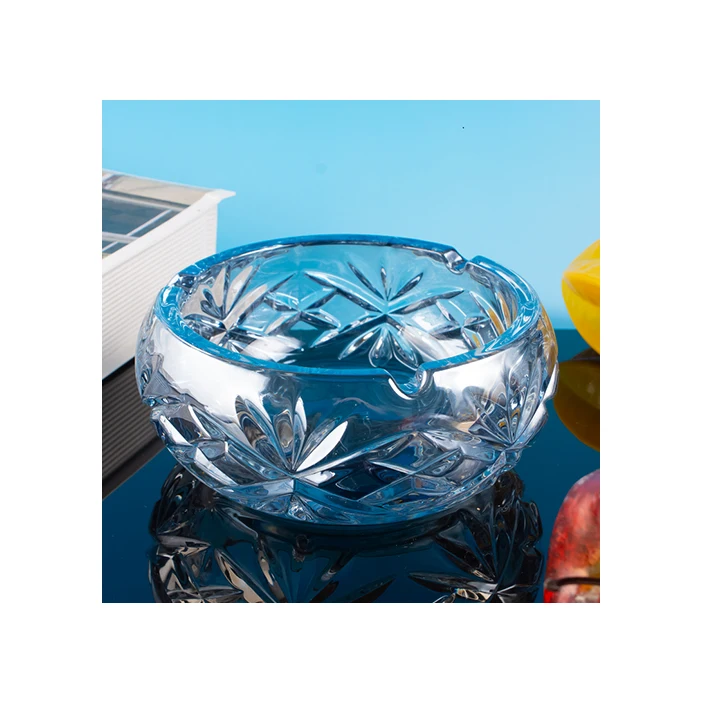 Factory Office Ashtrays Bulk Wholesale Round Color Cigar Glass Ashtray Custom Logo