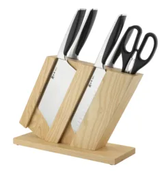 Factory Supply Household Kitchen Cooking 6pcs Stainless Steel Kitchen Knife Set With Wooden Block
