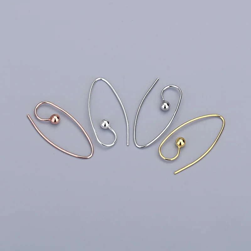 Wholesale Bead Head Geometry Earring Hooks Handmade Jewelry Accessories Gold Plated 925 Sterling Silver Drop Earrings