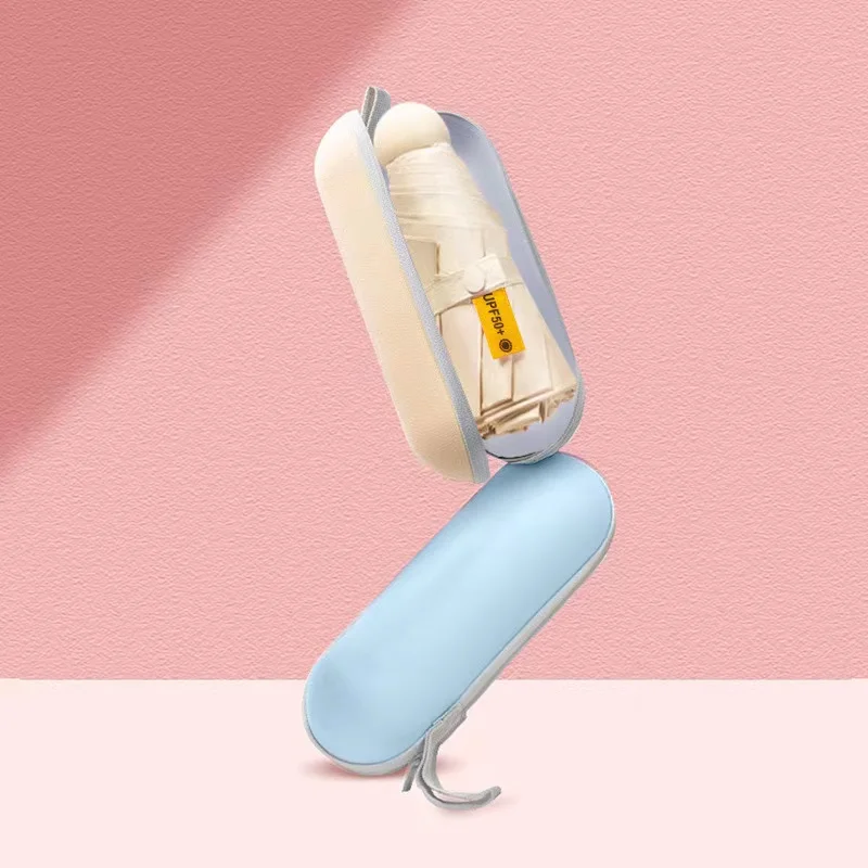 Popular selling stock capsule five fold umbrella with box uv proof multicolor support mix color