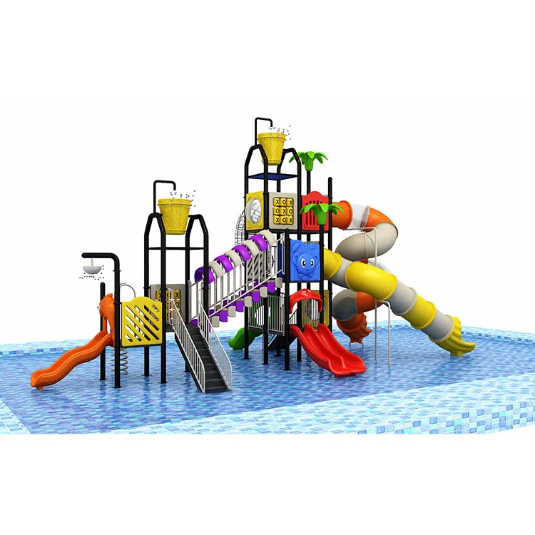 Qiao Qiao amusement water park equipment outdoor playground kids pool slide with water spray