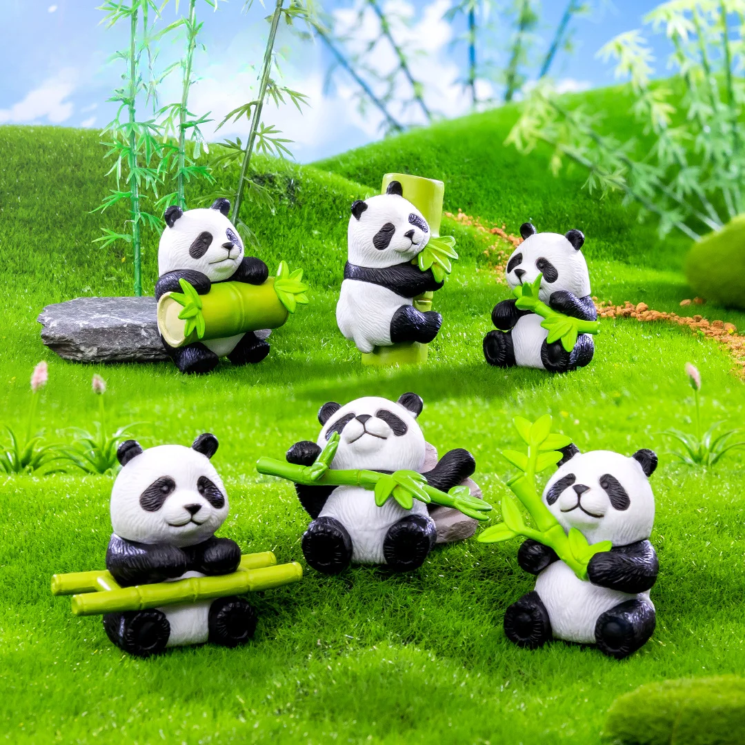 Micro Landscape Creative Cute Bamboo Panda Doll Gardening DIY Keychain Decoration Accessories Desktop Small Ornaments