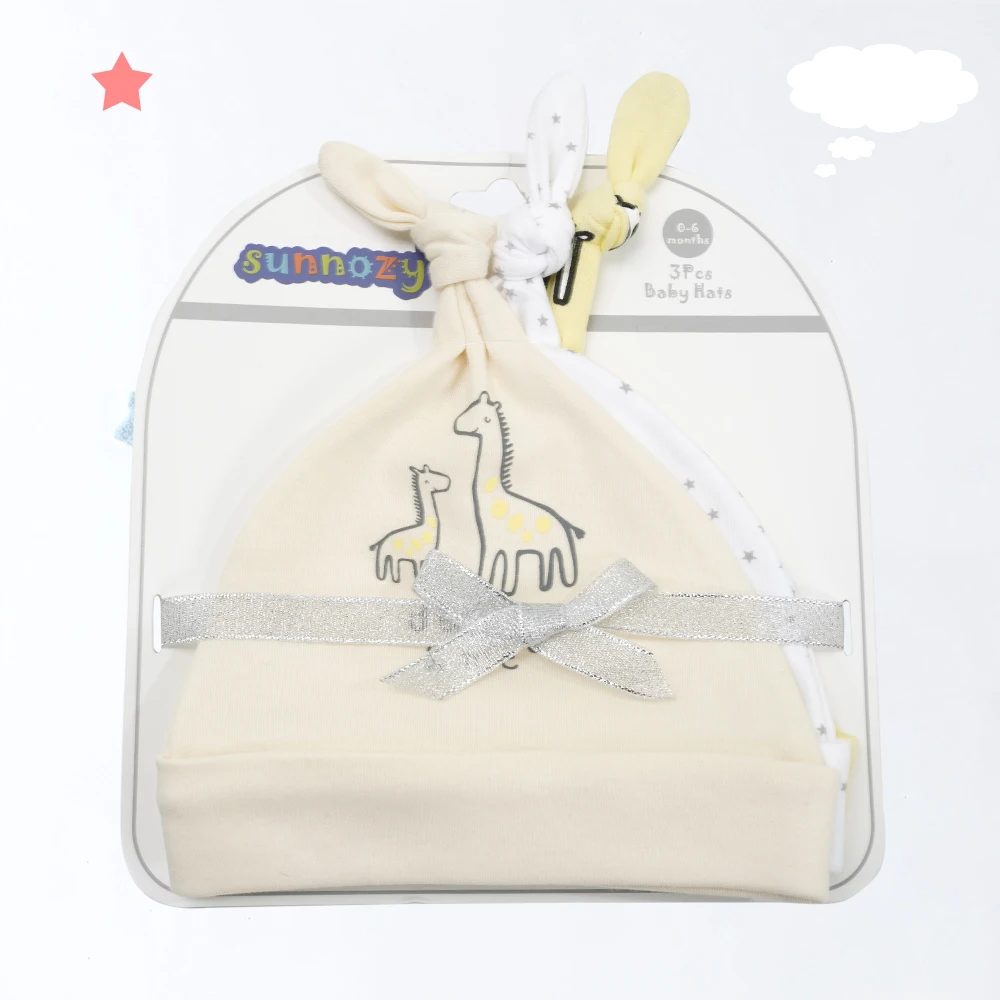 wholesale Newborn Boy and Girl Beanie   Printed Infant  100% Cotton Hats Toddler Bonnet Caps Knit Knotted Baby Hat