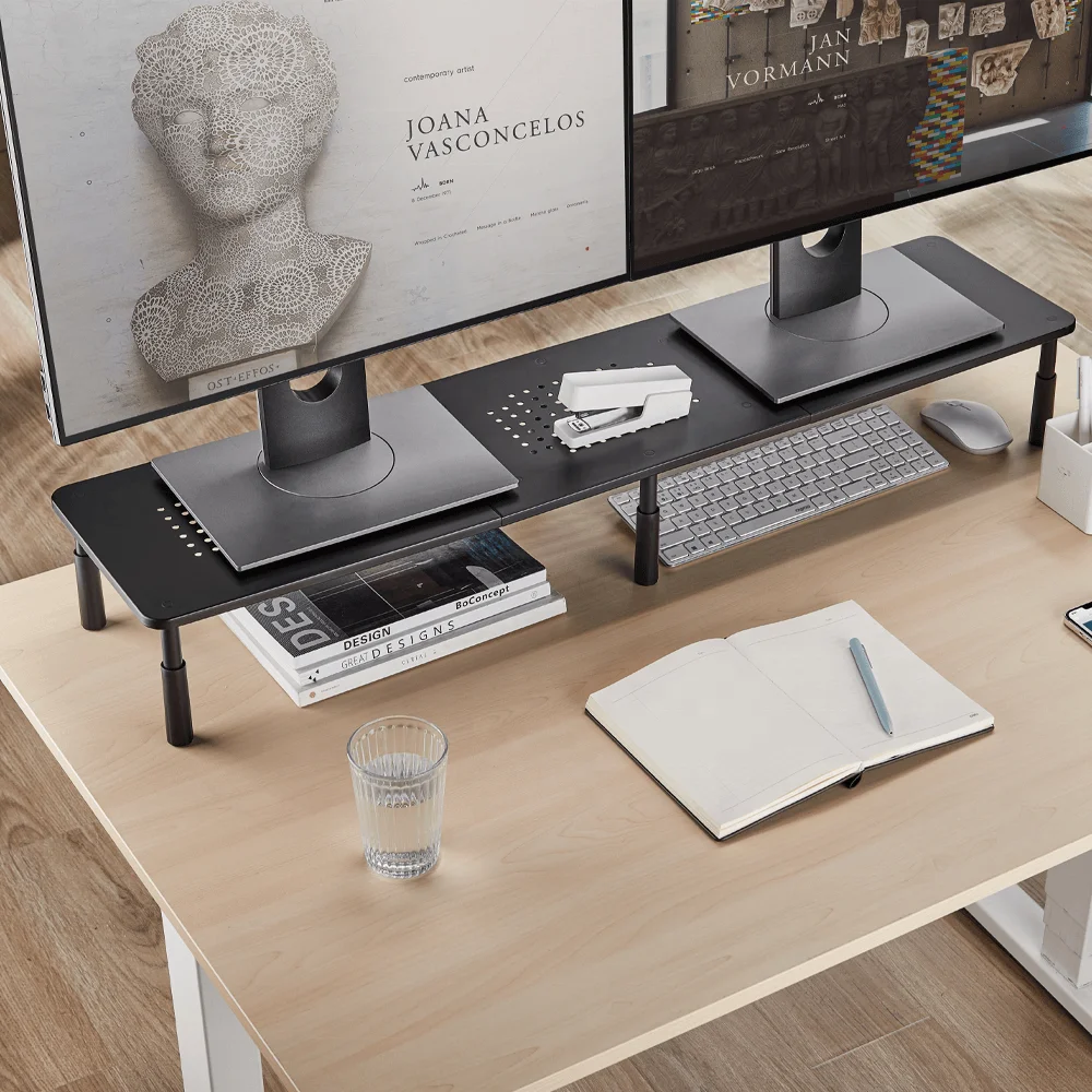 Customizable Office Use Plastic Ventilated Height Adjustable Monitor Laptop Riser Stand for Dual Monitors