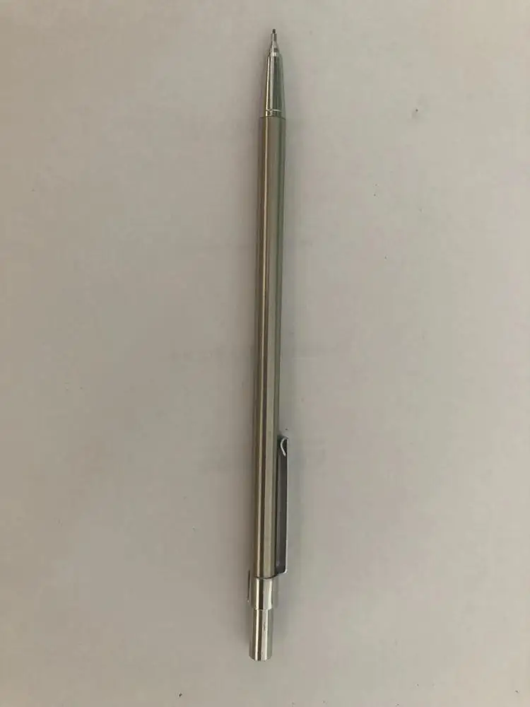 mini silver stainless steel metal mechanical pencil 0.5mm with laser logo on clip
