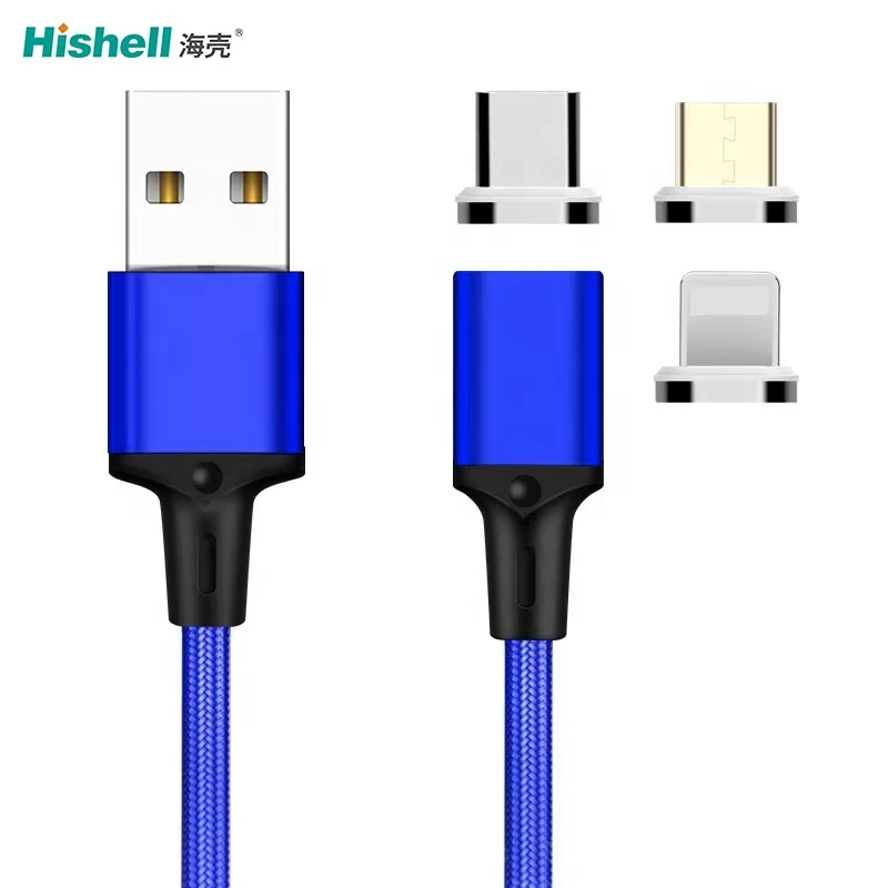 Wholesale On stock 3 in 1 magnetic charging cable micro usb lighting phone