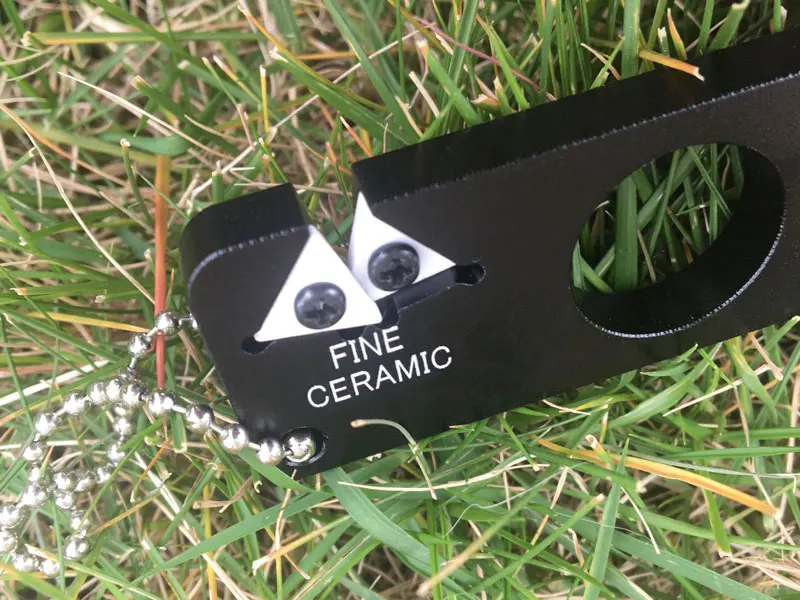 Mini Two Stage Knife Sharpener Easy Carry Aluminum Alloy Sharpener Carbide Ceramic for Hunting Knife Pocket Knife