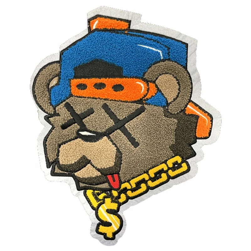 Custom High Quality Colorful Embroidery Letter Logo Iron On Crown Chenille Patches For Clothing