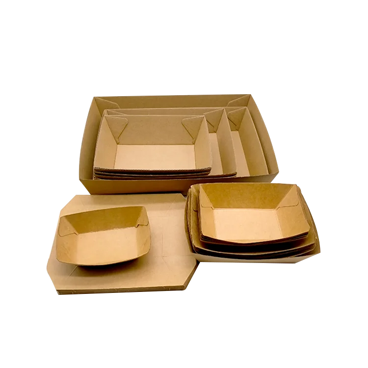 Disposable Kraft Food Packaging Container Paper Boat Tray Take Away Snack Food Paper Tray