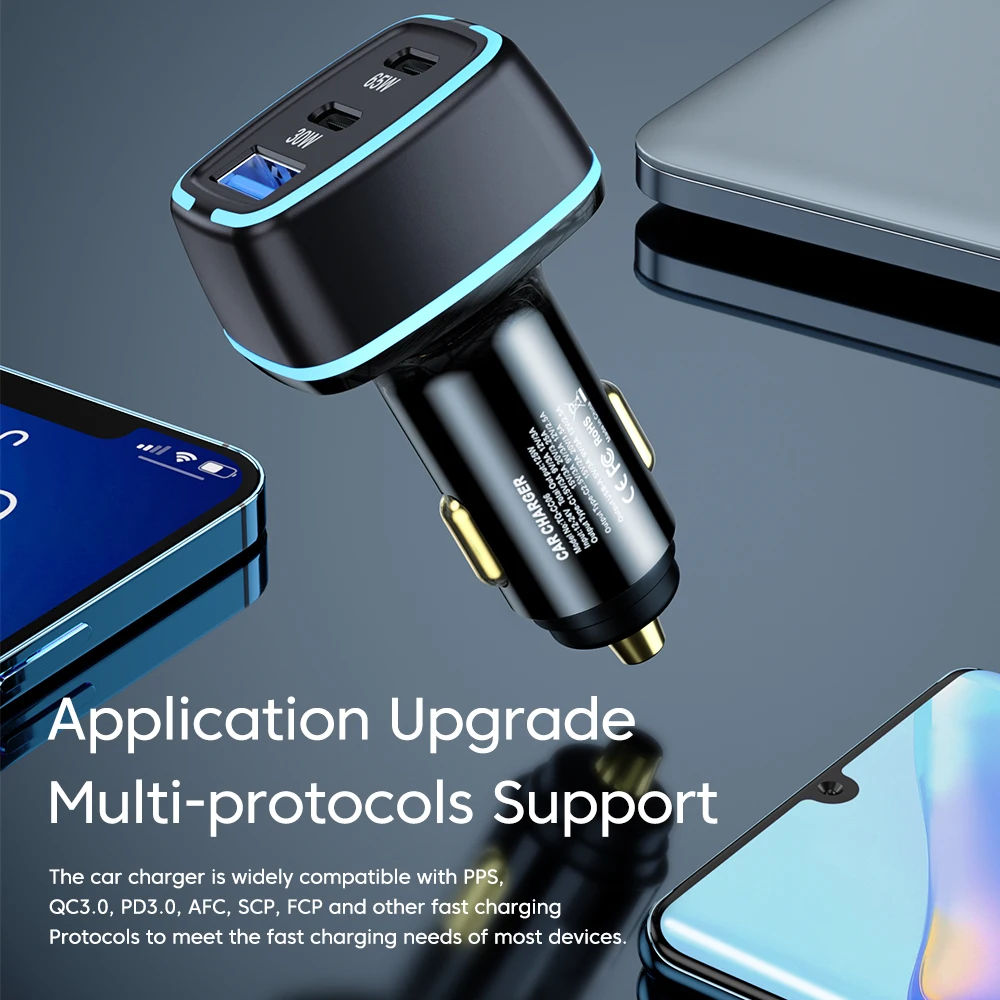 Toocki High Efficiency 130W car charger the palm-sized body makes it easy to carry and store