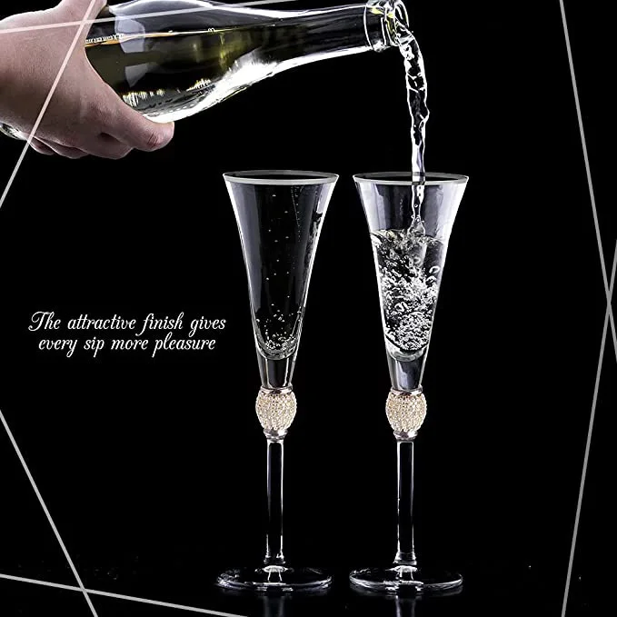 Champagne glass creative diamond crystal glass rhinestone inlaid champagne glass for wedding