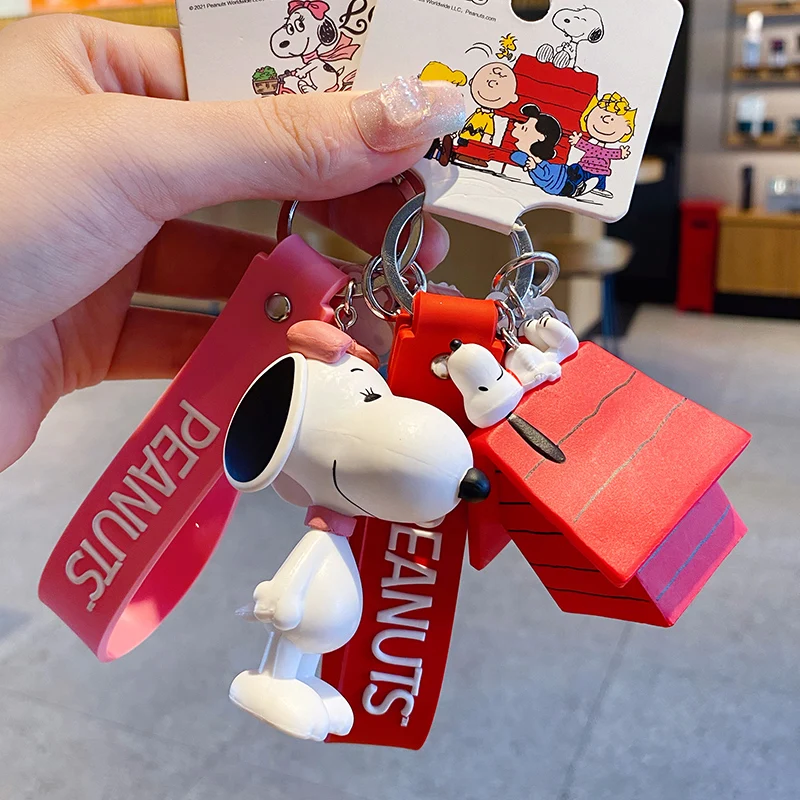 Baimao Genuine 2023 new cartoon Charley Dog doll key chain  Creative rubber 3D Snoopy Pendant PVC dog key ring