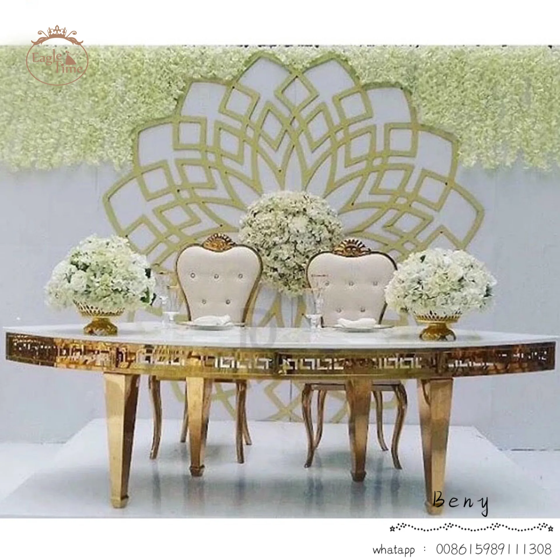 Metal Stainless Steel Half Circle Round Modern Design Wedding Banquet Event Party Dining Table