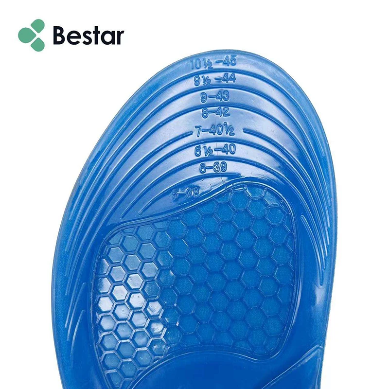 Bestar Comfortable Massaging Arch Support Silicone Gel Insoles for Shoes
