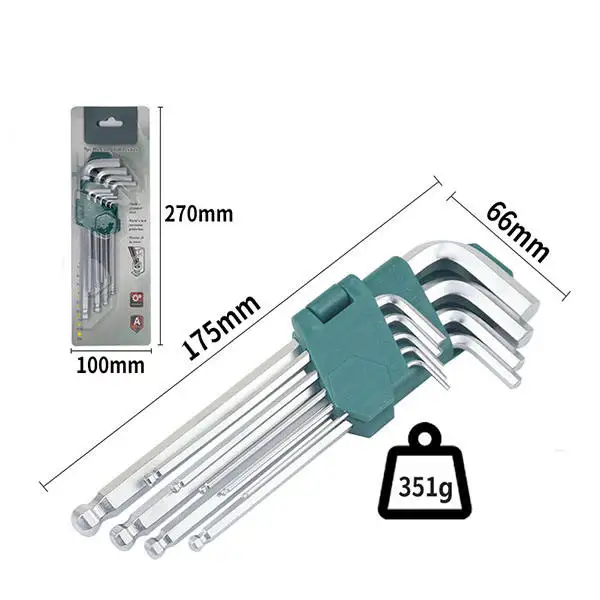 9pc multi function hex ball head L-Type square pin key kit hexagon allen wrench set