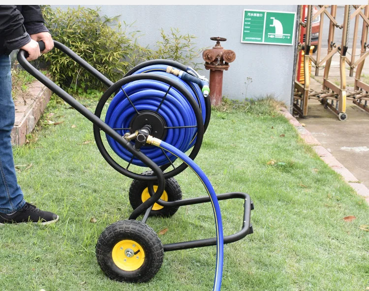 Hot sale factory wholesale garden metal 2 wheel hose reel for irrigation system