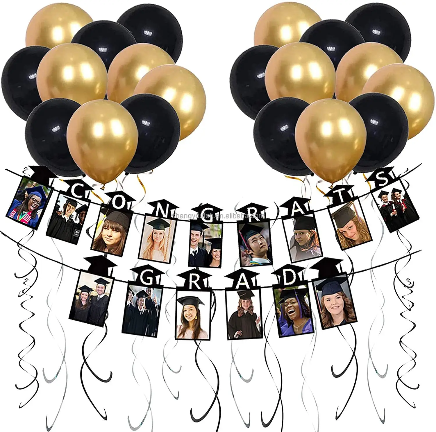 Graduation season photo holder balloon flag photo flag graduation party decoration