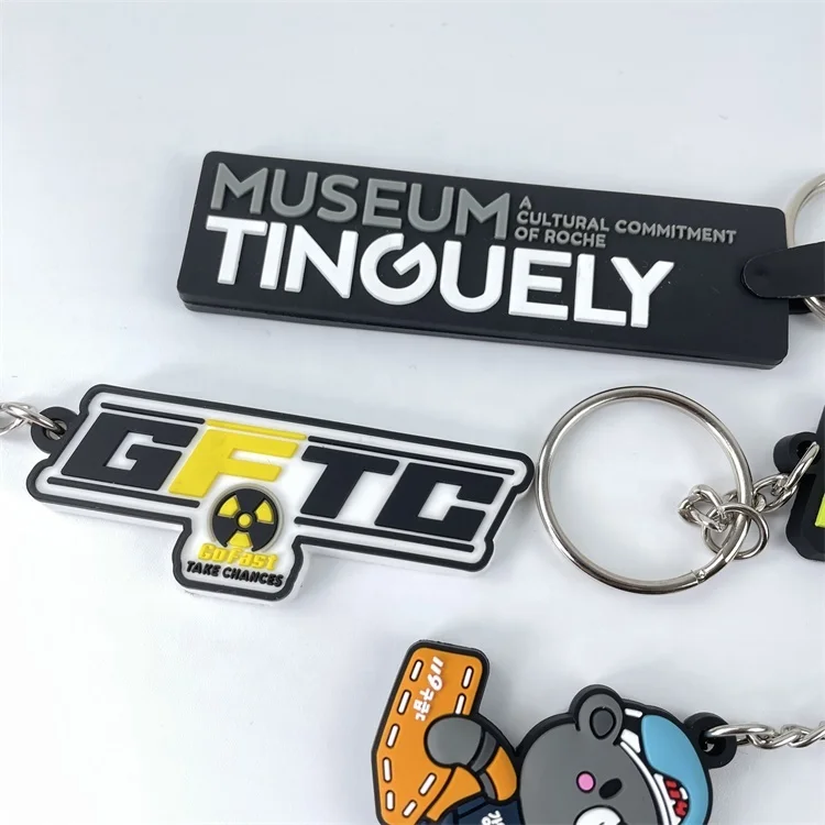 Personalized promotional print embossing 2d 3d custom logo rubber soft pvc key chain keychain